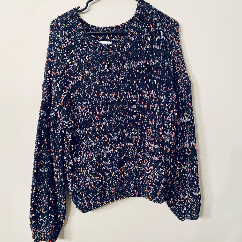 Colorful/navy knit sweater